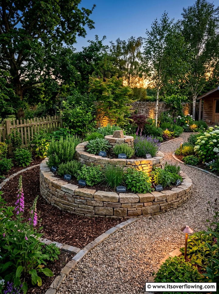 Outdoor Herb Spiral - 25 creative garden ideas with spiral herb beds