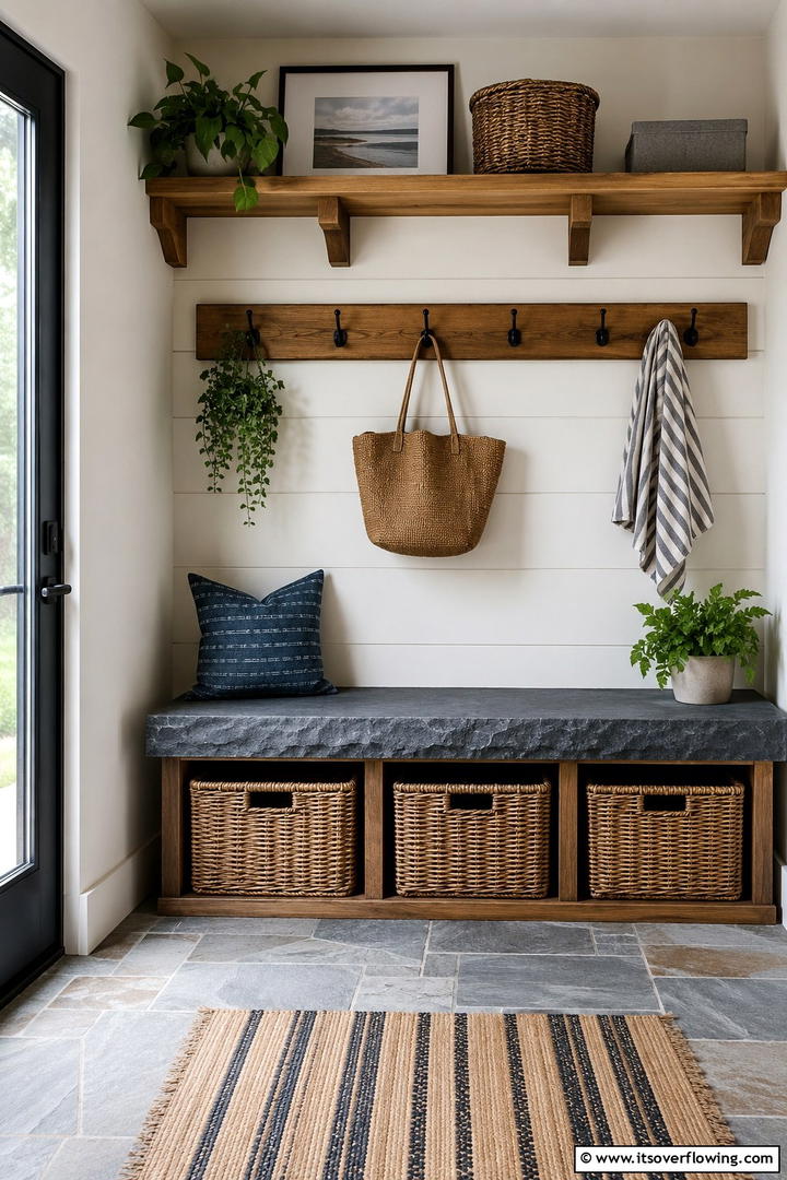 Outdoor Inspired Bench - 30 Functional Mudroom Bench Ideas for Organized Entryways