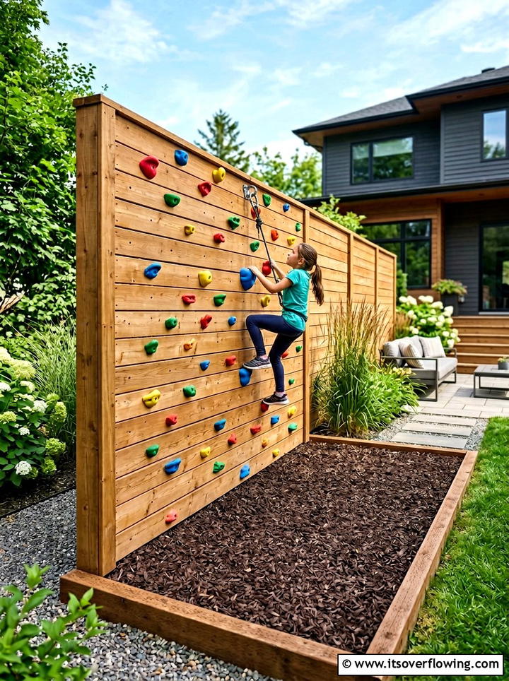 Outdoor Kids Climbing Wall - 25 backyard decorating ideas with family friendly setup