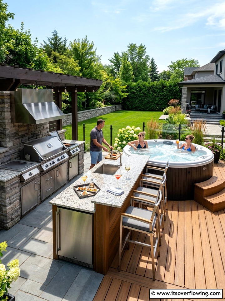 Outdoor Kitchen And Hot Tub - 25 backyard ideas with hot tub