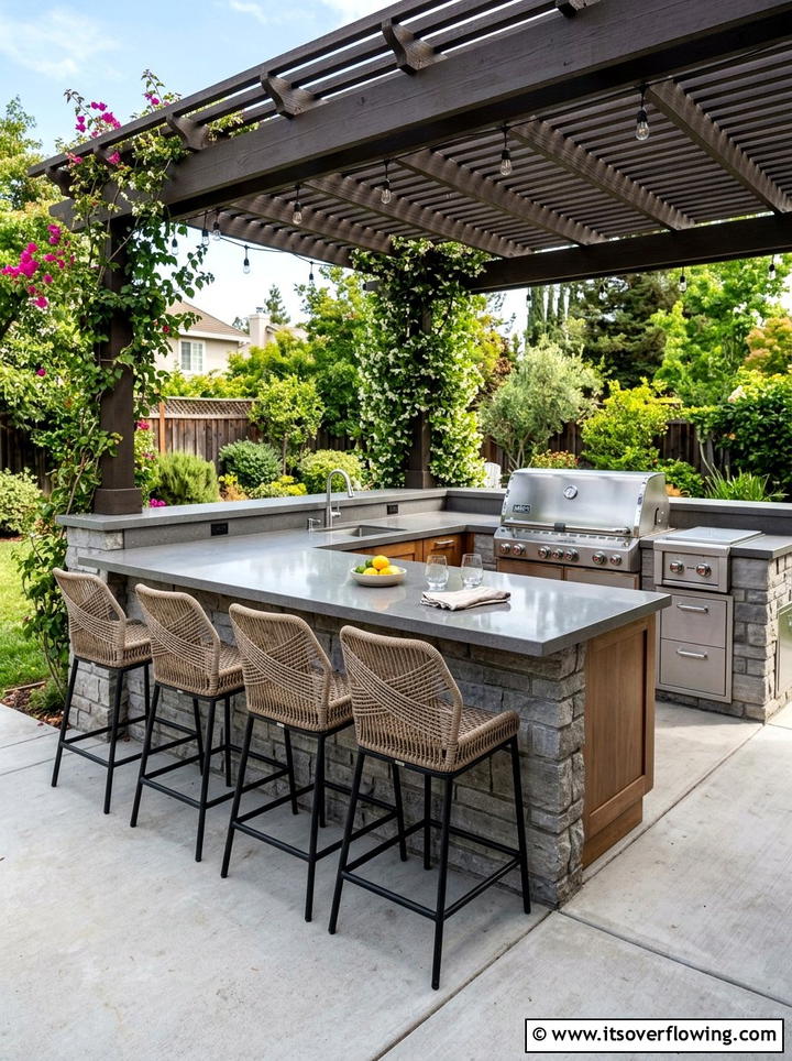 Outdoor Kitchen Bar Seating - 25 backyard ideas with dining area