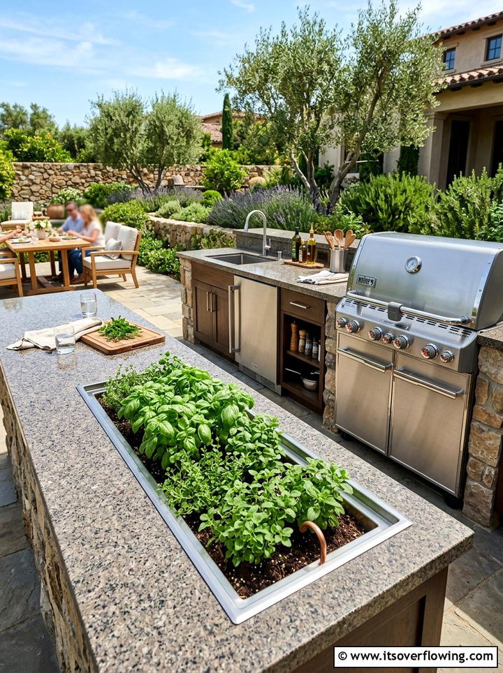 Outdoor Kitchen Herb Inset - 25 backyard decorating ideas with herb stations