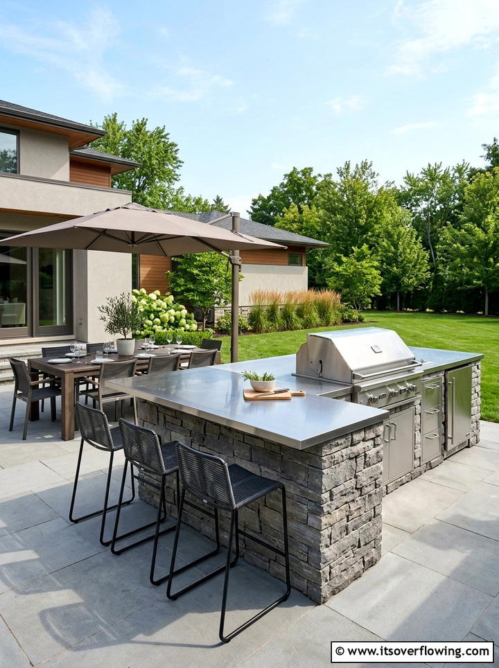 Outdoor Kitchen Island - 25 backyard ideas for flat yards