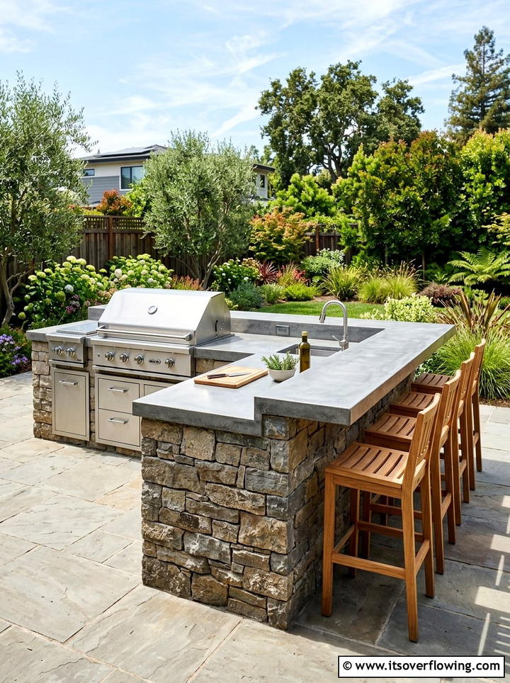 Outdoor Kitchen Island - 25 backyard decorating ideas with farmhouse accents