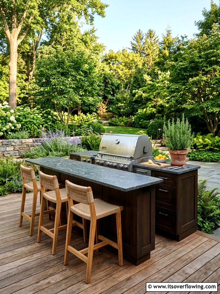 Outdoor Kitchen On Wood Deck - 25 backyard ideas with wood deck