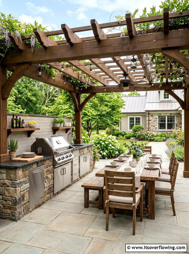 Outdoor Kitchen Pergola - 25 backyard decorating ideas with pergola decor