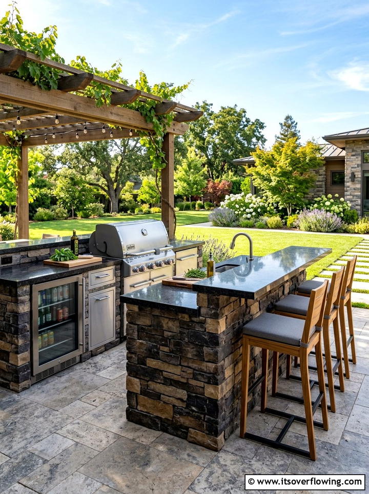 Outdoor Kitchen Station - 25 backyard ideas with garden and lawn
