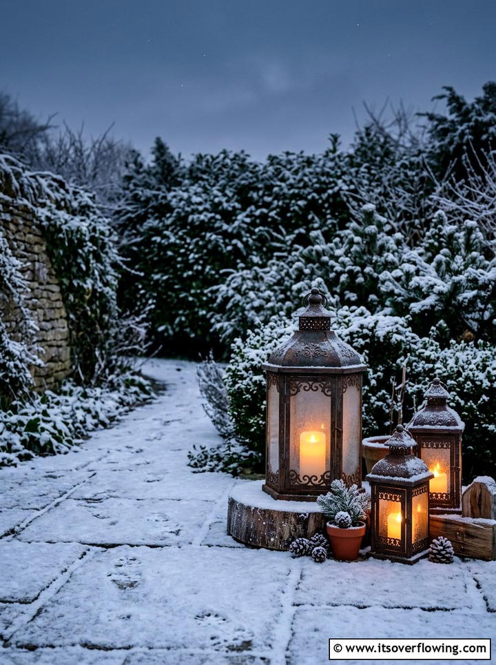 Outdoor Lantern - 25 garden decor ideas with winter decor