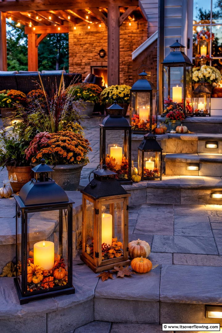 Outdoor Lantern Lighting Display - 50 Fall Decor Ideas for A Cozy Seasonal Refresh at Home
