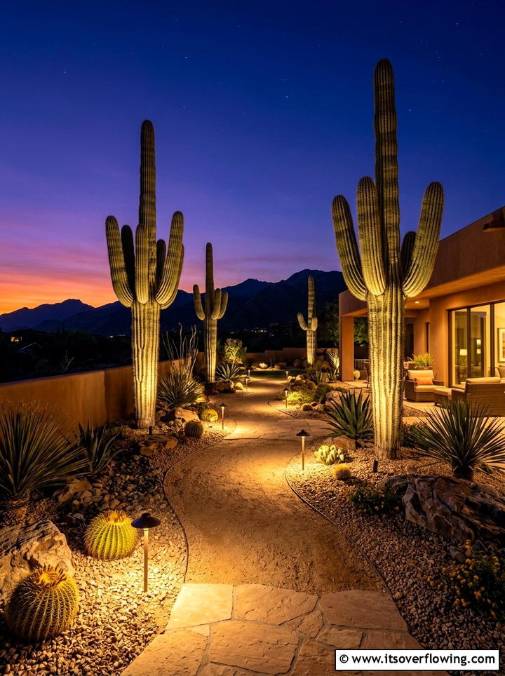 Outdoor Lighting - 25 backyard ideas with desert landscape
