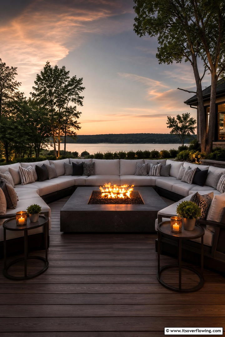 Outdoor Lounge Inspired Square Fire Pit - 30 Square Fire Pit Ideas for Modern Outdoor Gathering Spaces