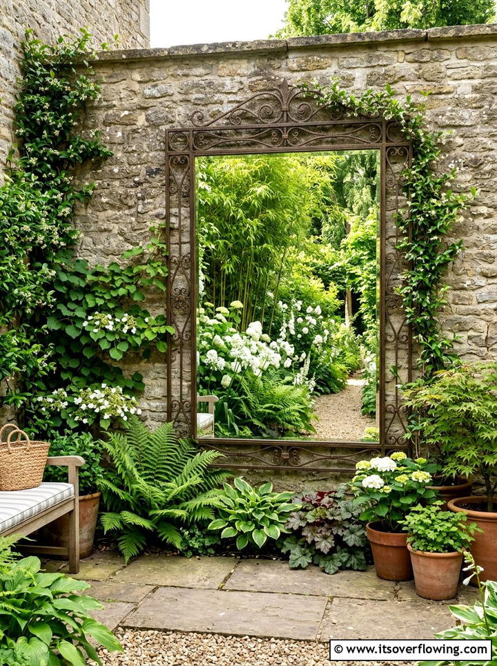 Outdoor Mirror Panel - 25 small garden ideas with minimalist style