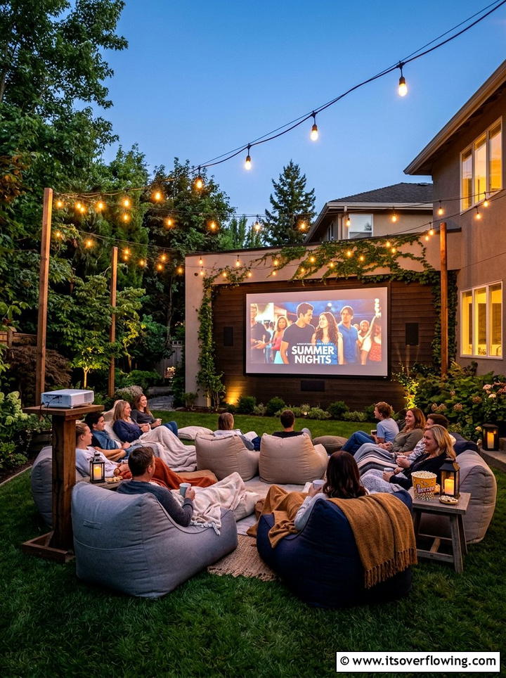 Outdoor Movie Screen - 25 backyard ideas with modern landscape