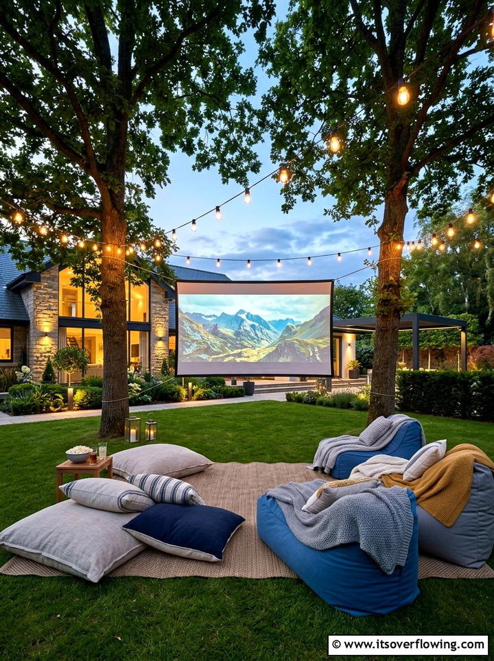 Outdoor Movie Screen Setup - 25 backyard decorating ideas with family friendly setup