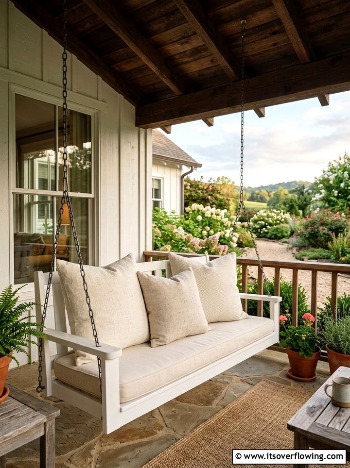 Outdoor Neutral Pillow - 25 front porch decor ideas with rustic accents