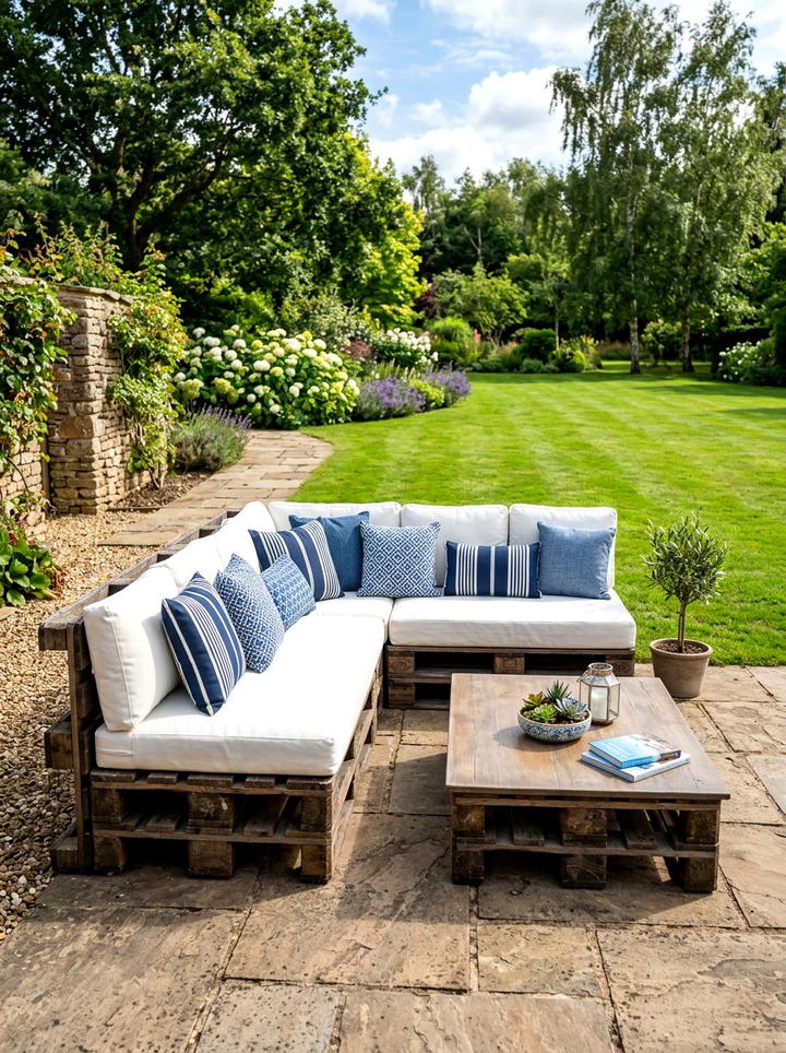 Outdoor Pallet Seating - 25 backyard decorating ideas on a budget