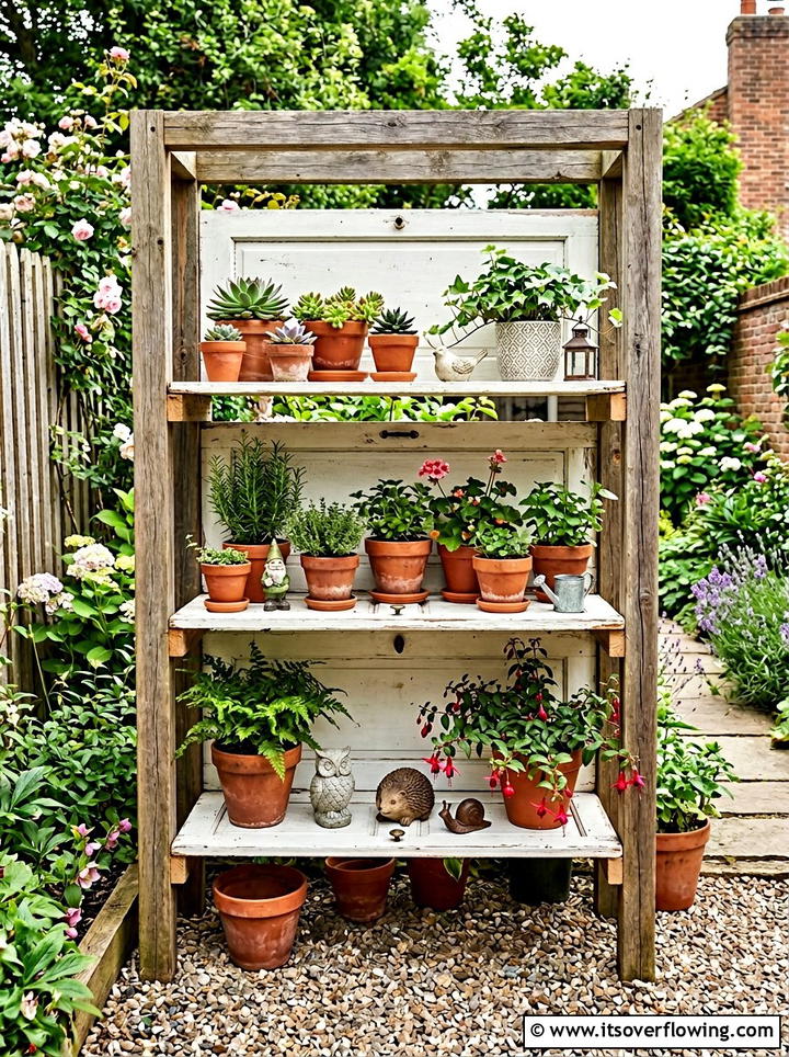 Outdoor Plant Shelving - 25 upcycled garden ideas with cabinet doors