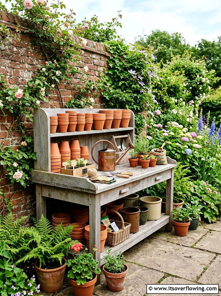 Outdoor Potting Bench Station - 25 garden design ideas for farmhouse landscapes
