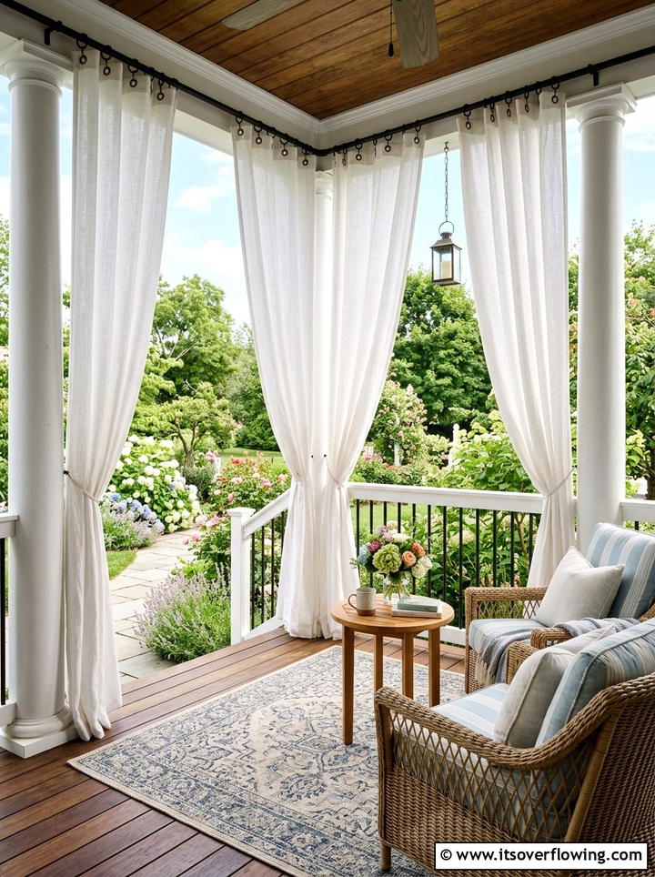 Outdoor Privacy Curtains - 25 front porch ideas on a budget