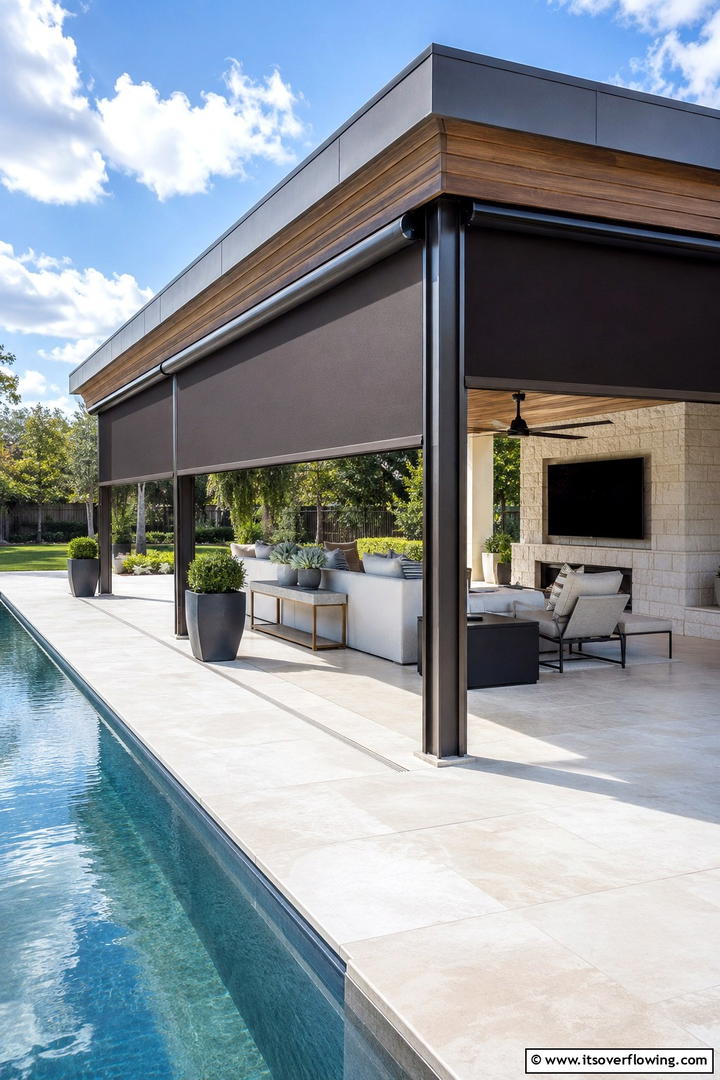 Outdoor Roller Shades for Sleek Elegance - 30 Pool Shade Ideas for a Cool and Relaxing Oasis