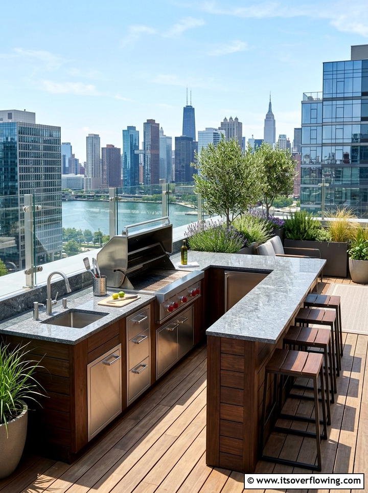 Outdoor Rooftop Kitchen - 25 creative garden ideas for rooftops