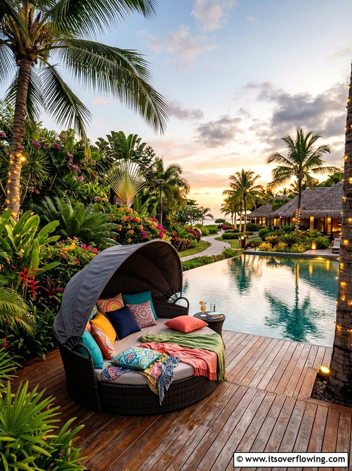 Outdoor Round Daybed - 25 garden decor ideas for cozy evenings