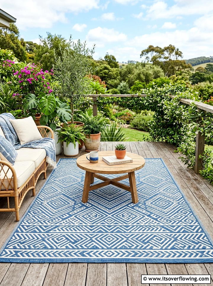 Outdoor Rug - 25 small garden ideas for backyard