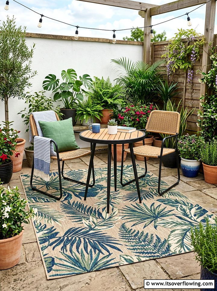 Outdoor Rug Accent - 25 small garden ideas for balcony