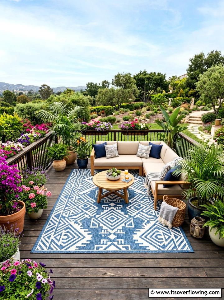 Outdoor Rug Decor - 25 cheap garden ideas for small spaces