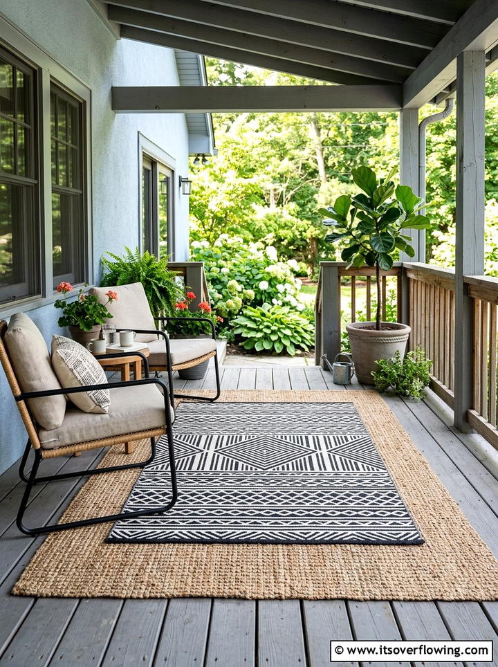 Outdoor Rug Layering - 25 front porch decor ideas for spring