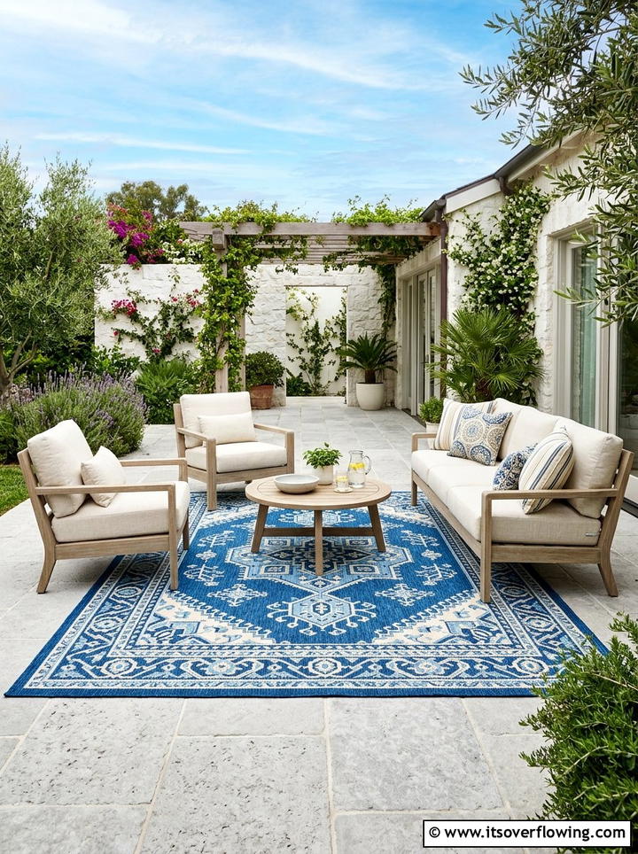 Outdoor Rug Placement - 25 garden ideas for courtyards