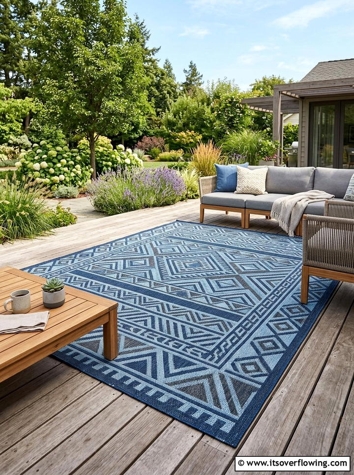 Outdoor Rug - 25 backyard ideas for winter ambiance