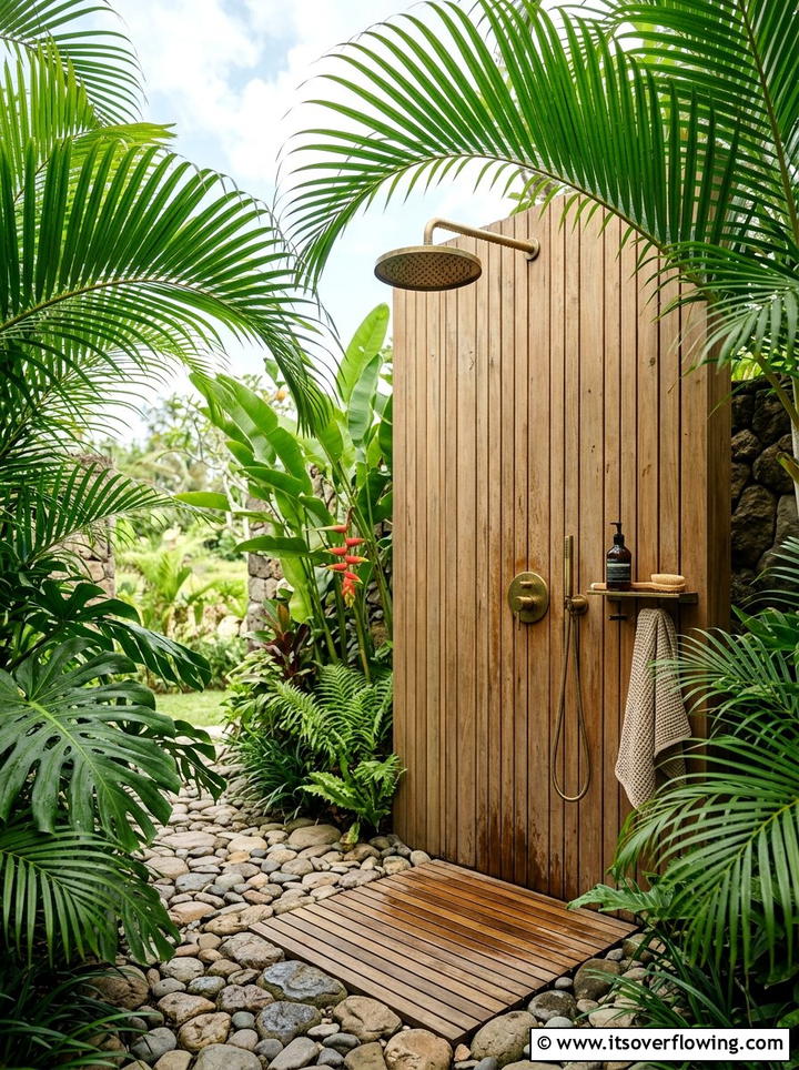 Outdoor Shower Area - 25 backyard decorating ideas with zen retreat vibe