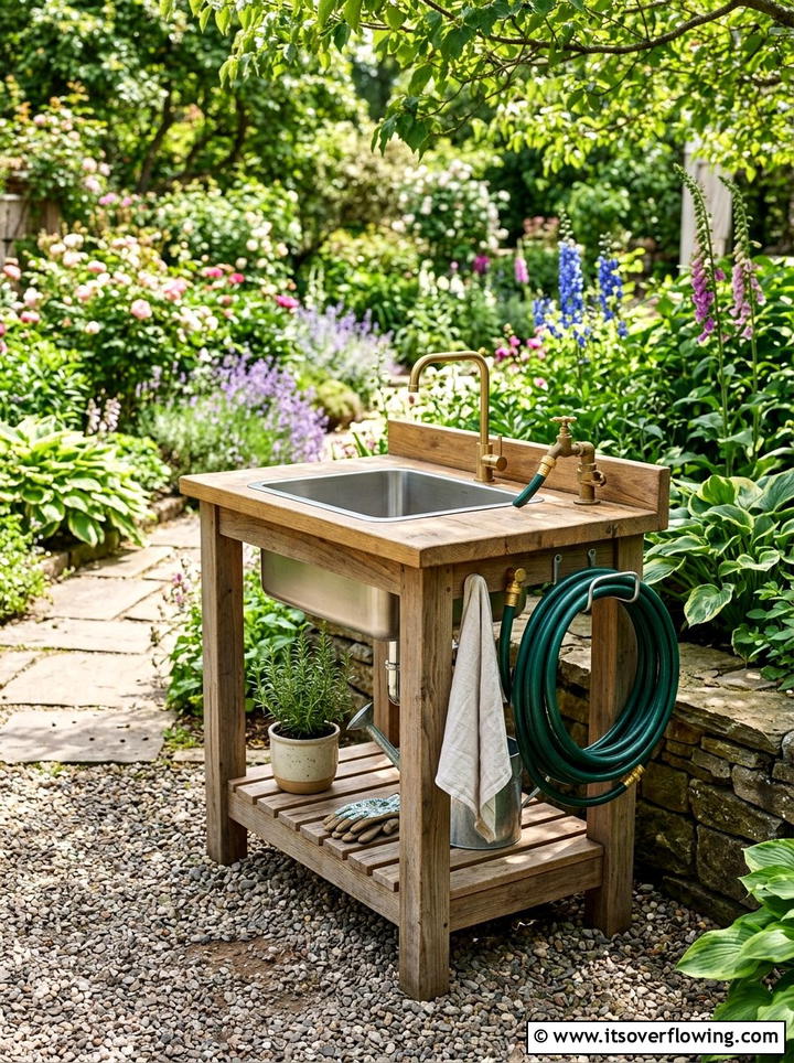 Outdoor Sink Station - 25 upcycled garden ideas with old tables
