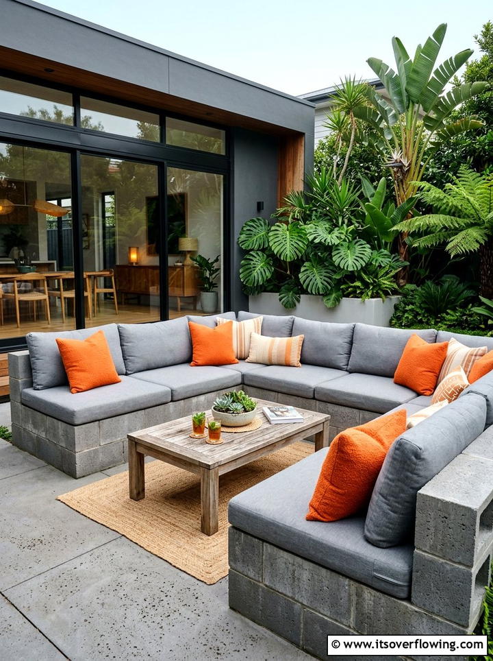 Outdoor Sofa - 25 recycled garden ideas with concrete blocks