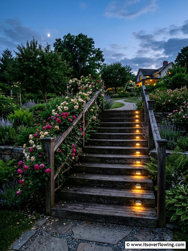 Outdoor Stairs Glowing Markers - 25 creative garden ideas with glow in the dark stones