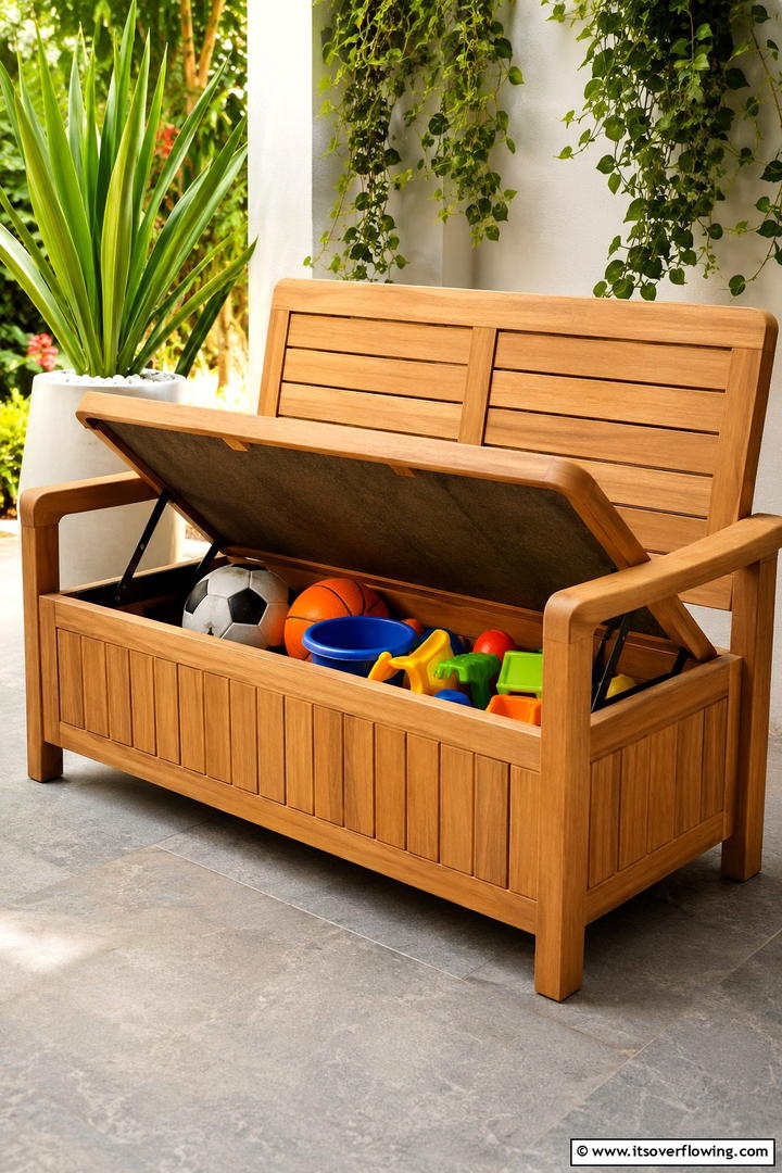 Outdoor Storage Bench with Toy Compartment - 30 Outdoor Toy Storage Ideas to Keep Your Yard Clutter-Free