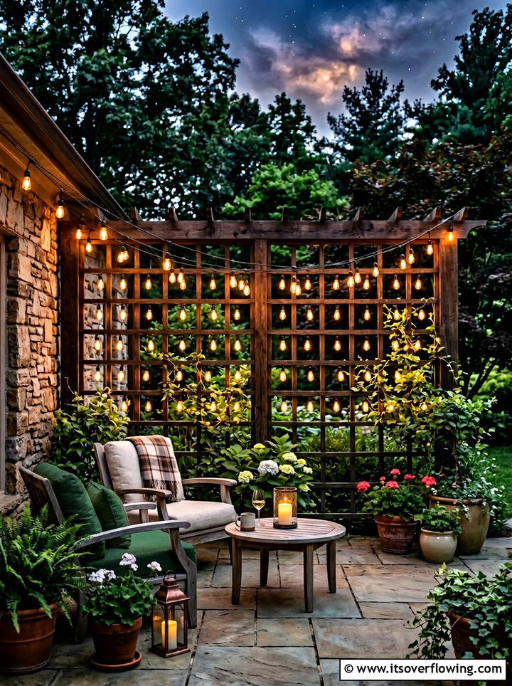 Outdoor String Light Wall - 25 garden ideas with wall decor