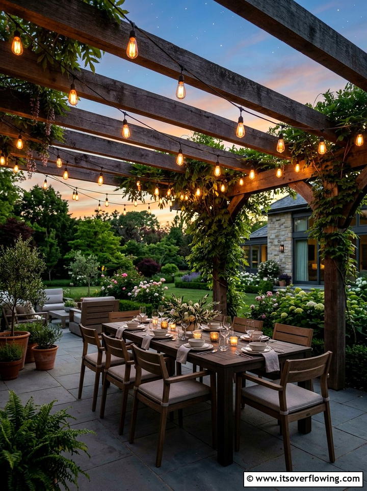 Outdoor String Lights - 25 garden decor ideas with spring decor