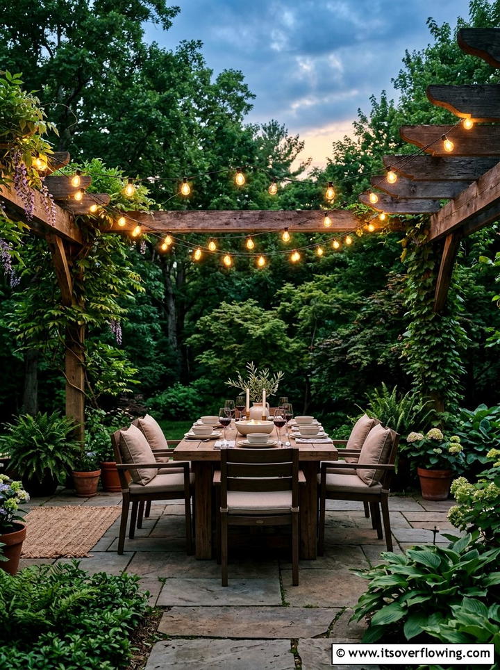 Outdoor String Lights - 25 garden decor ideas with summer decor