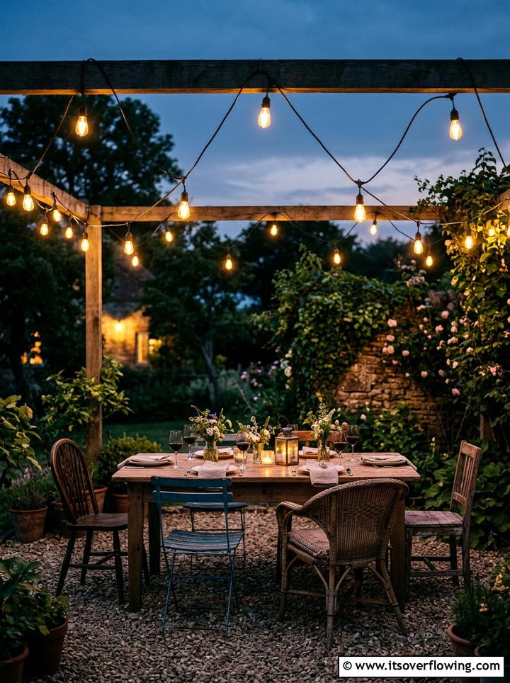 Outdoor String Lights - 25 garden ideas for boho style