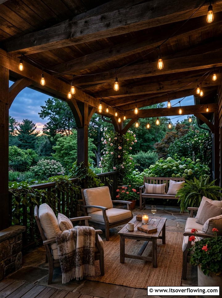 Outdoor String Lights - 25 front porch ideas for north facing porch