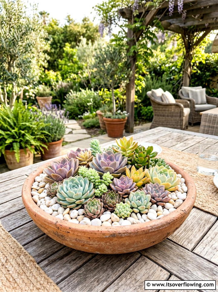 Outdoor Table Centerpiece - 25 garden decor ideas with terracotta pots