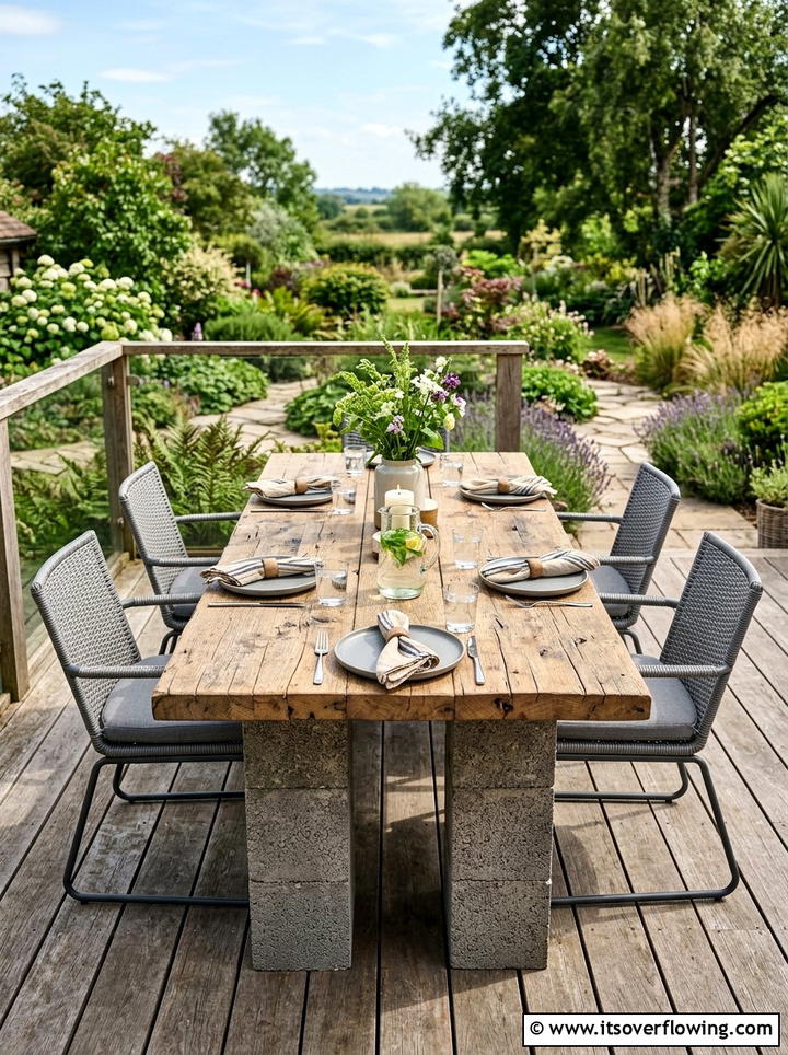 Outdoor Table - 25 recycled garden ideas with concrete blocks