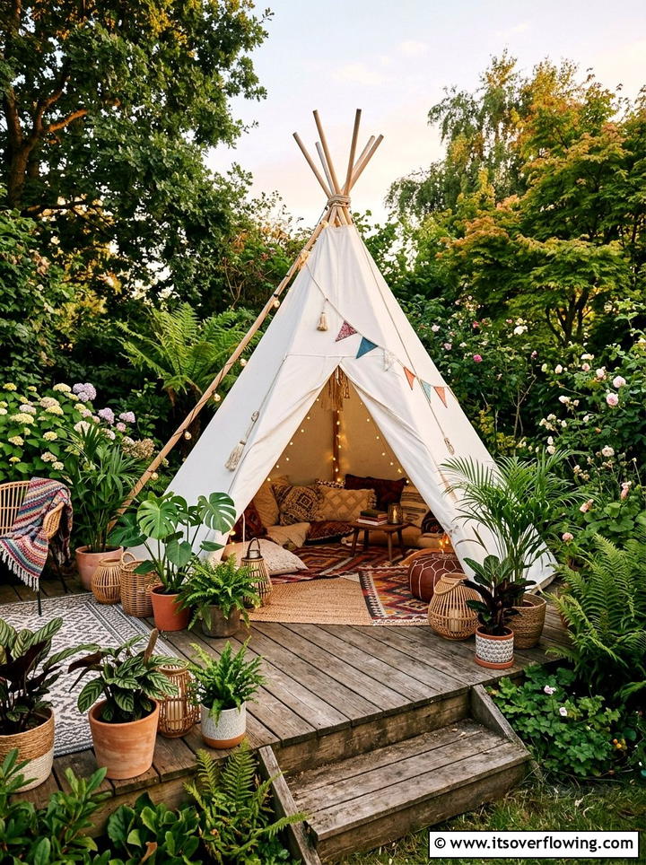 Outdoor Tipi In Garden Corner - 25 small garden ideas with kids corner