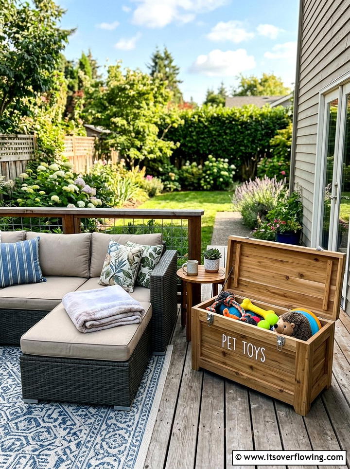 Outdoor Toy Storage Box - 25 backyard decorating ideas with pet friendly setup