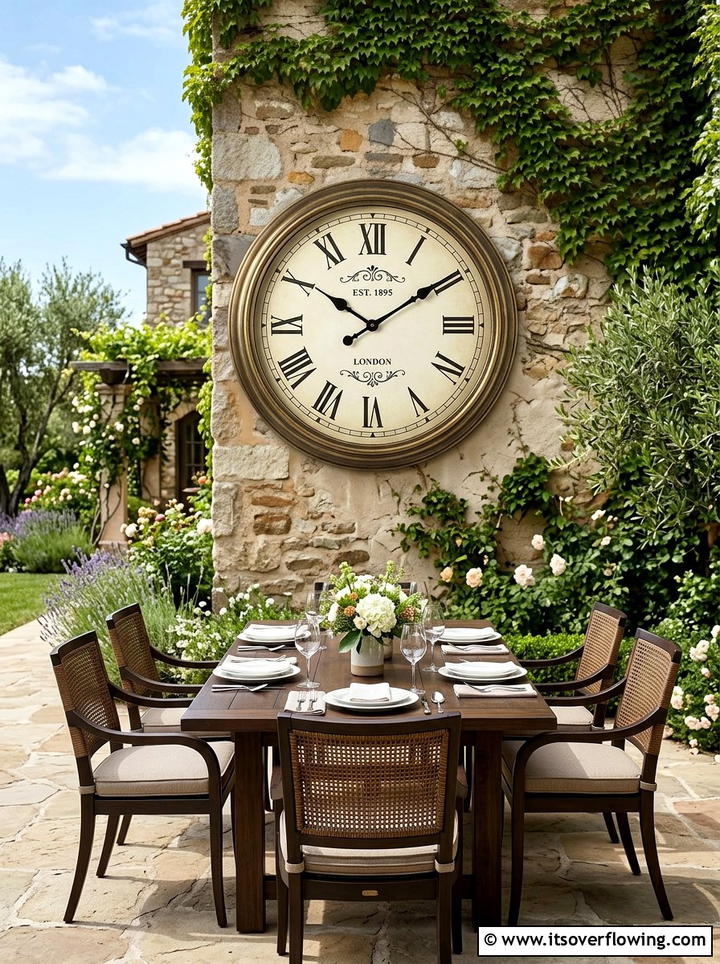 Outdoor Wall Clock - 25 garden ideas with wall decor