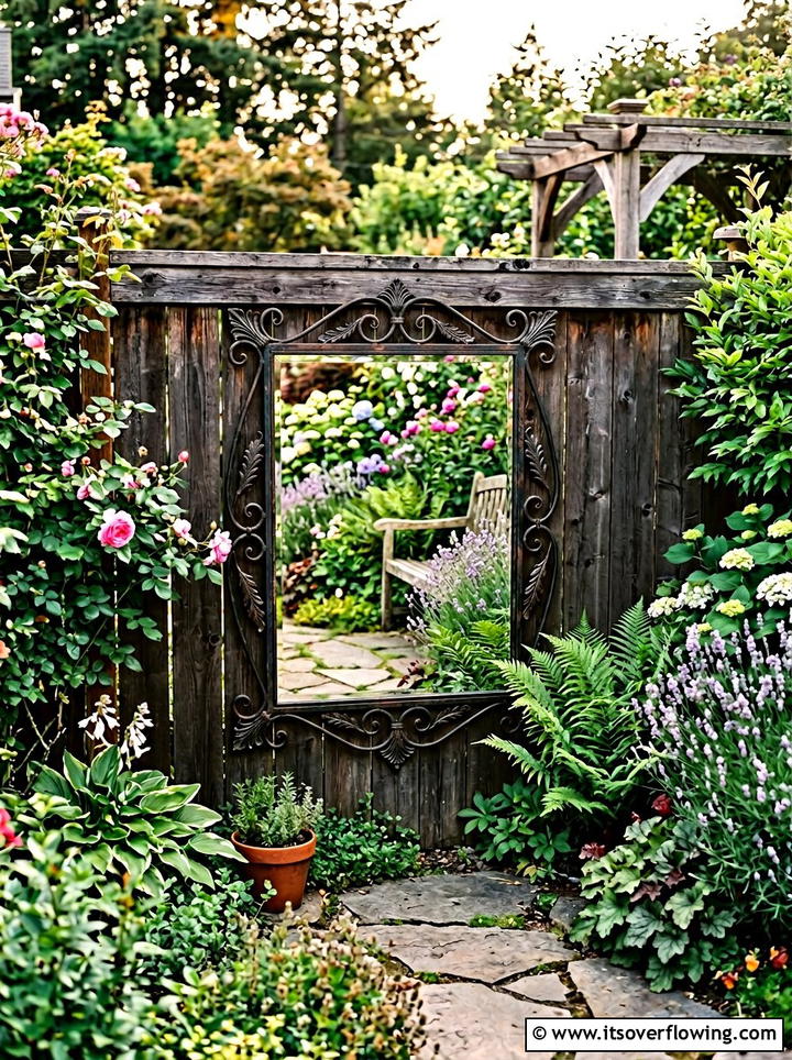 Outdoor Wall Mirror - 25 small garden ideas for quick makeover