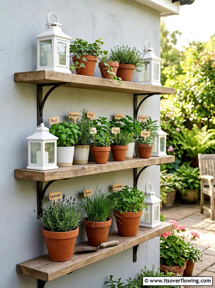 Outdoor Wall Shelving - 25 garden ideas with wall decor
