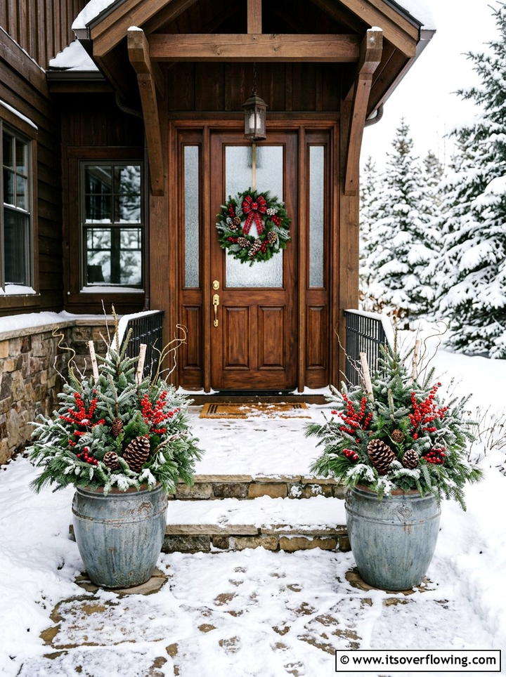 Outdoor Winter Planter - 25 front porch ideas for cold climates